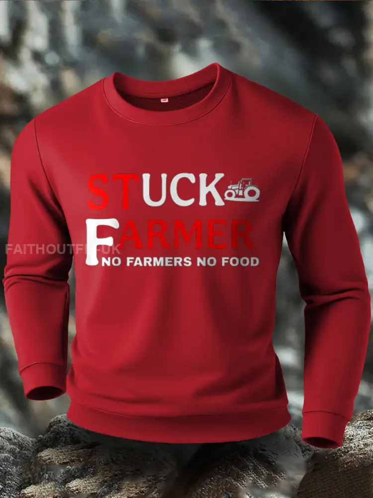 Men’s Stuck Farmer Funny Printed Sweatshirt