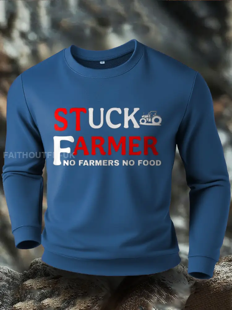 Men’s Stuck Farmer Funny Printed Sweatshirt