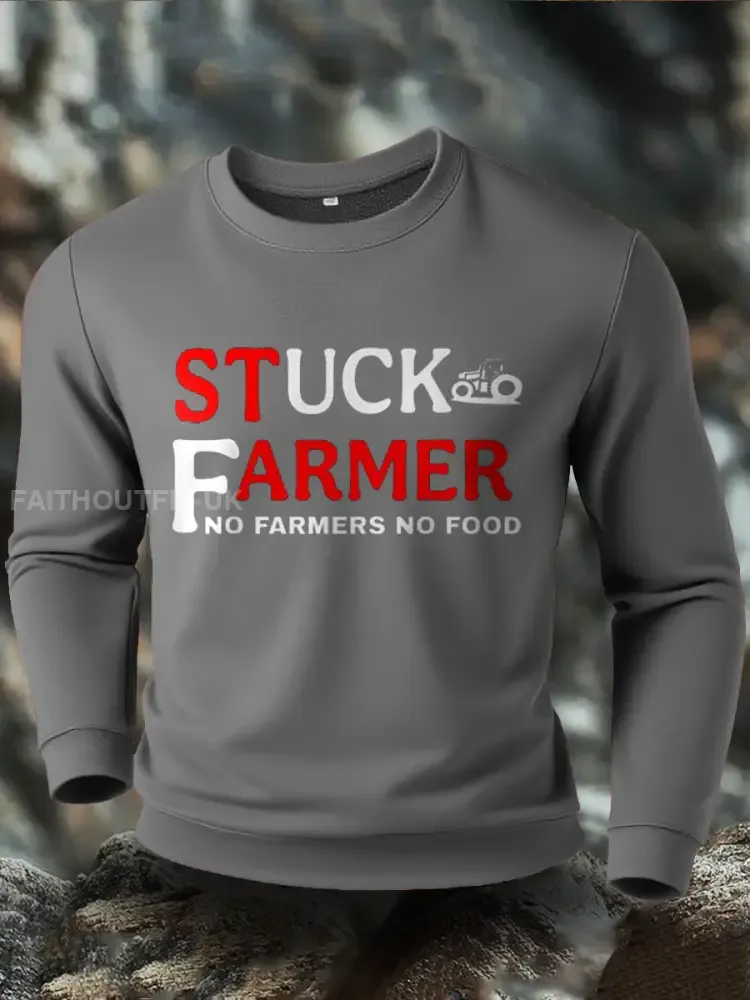 Men’s Stuck Farmer Funny Printed Sweatshirt