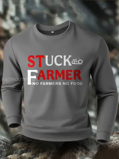 Men’s Stuck Farmer Funny Printed Sweatshirt