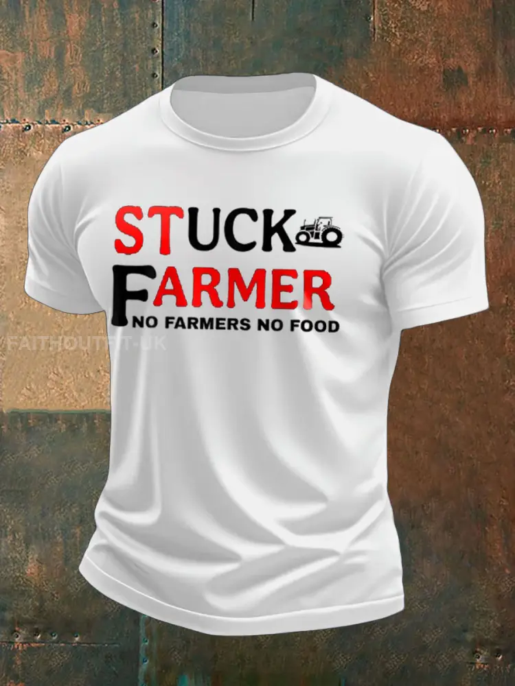 Men’s Stuck Farmer Funny Printed T-shirt