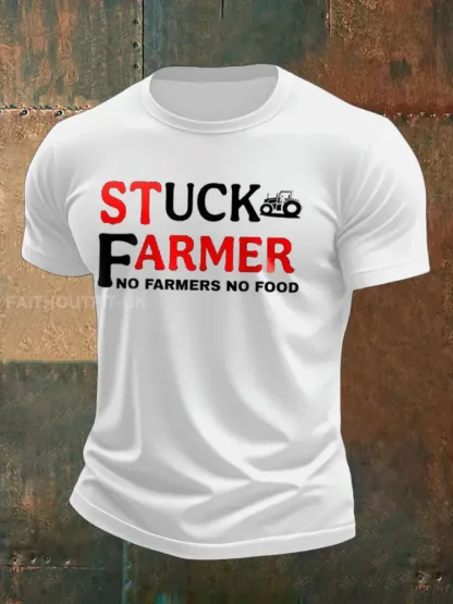 Men’s Stuck Farmer Funny Printed T-shirt