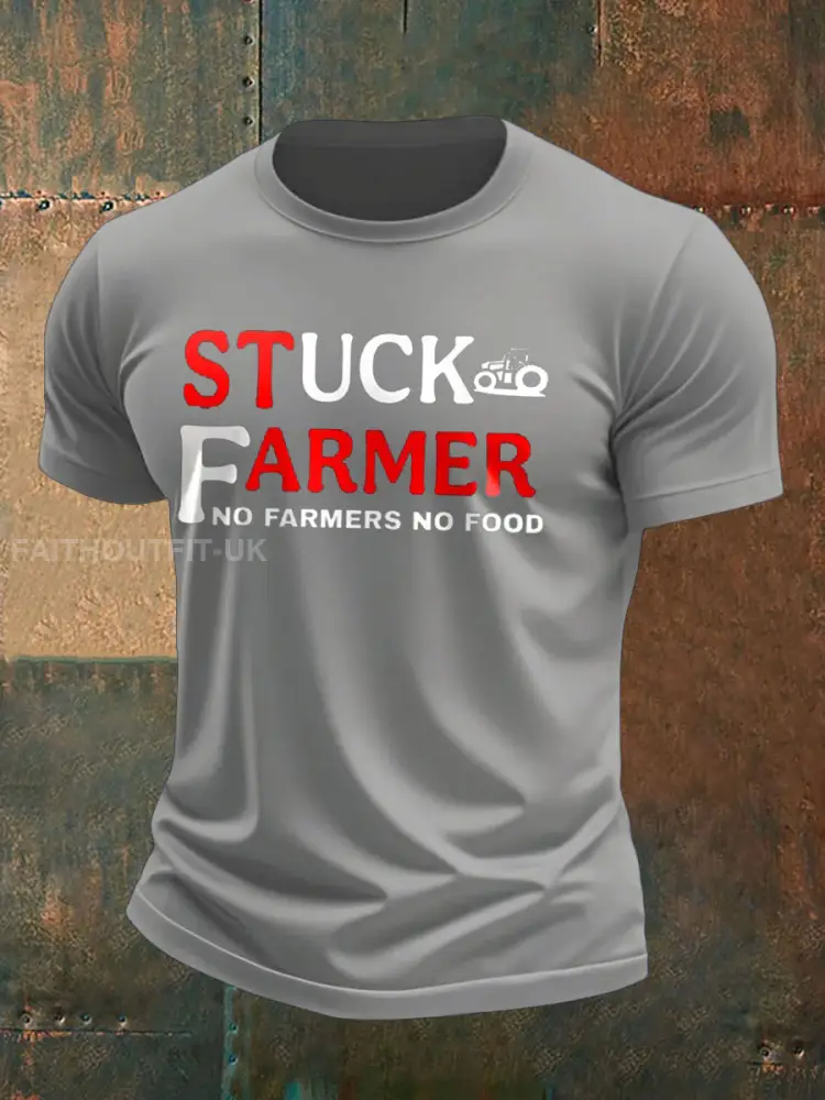 Men’s Stuck Farmer Funny Printed T-shirt