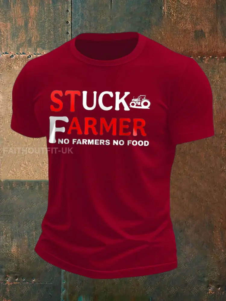 Men’s Stuck Farmer Funny Printed T-shirt
