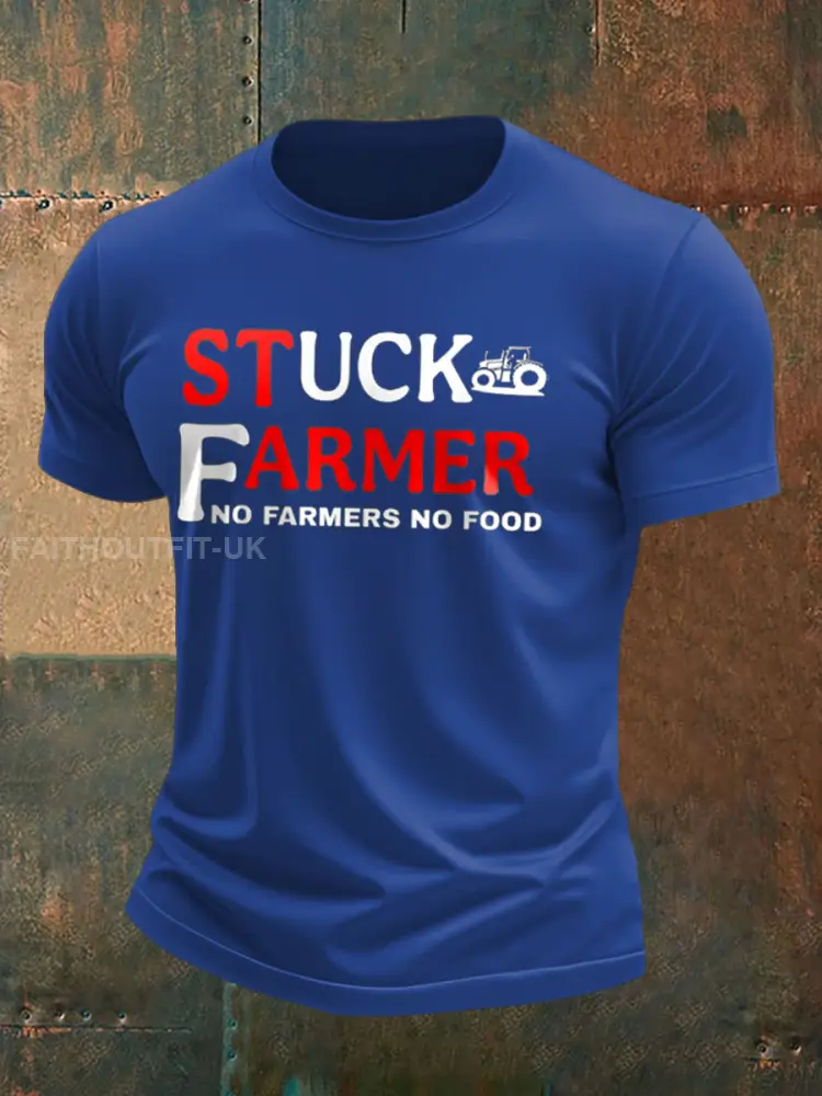 Men’s Stuck Farmer Funny Printed T-shirt