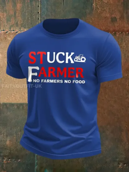 Men’s Stuck Farmer Funny Printed T-shirt