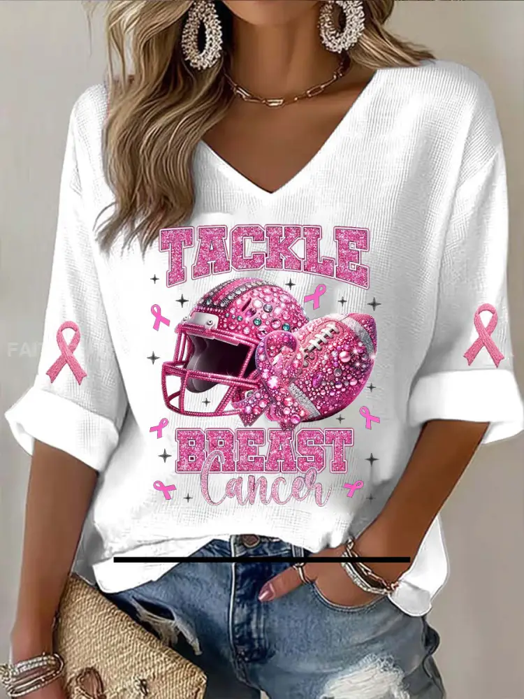 Women’s Breast Cancer Fantasy Sequin Embroidered Animal T-Shirt