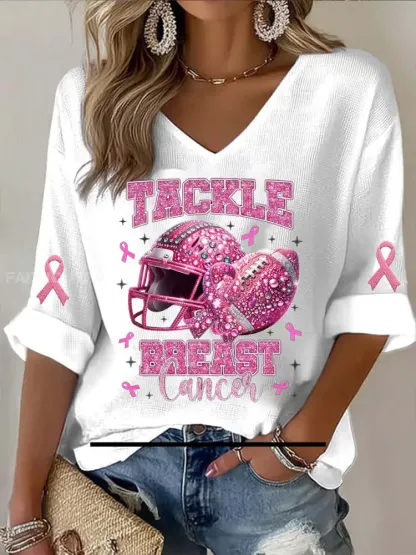 Women’s Breast Cancer Fantasy Sequin Embroidered Animal T-Shirt