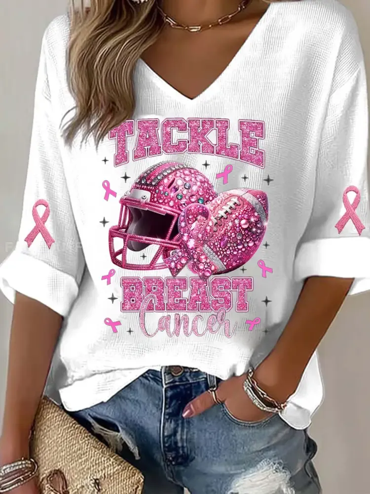 Women’s Breast Cancer Fantasy Sequin Embroidered Animal T-Shirt