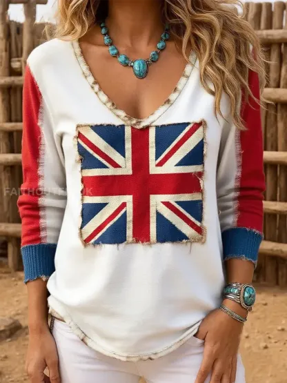 Women’s british flag patchwork Printed Tops