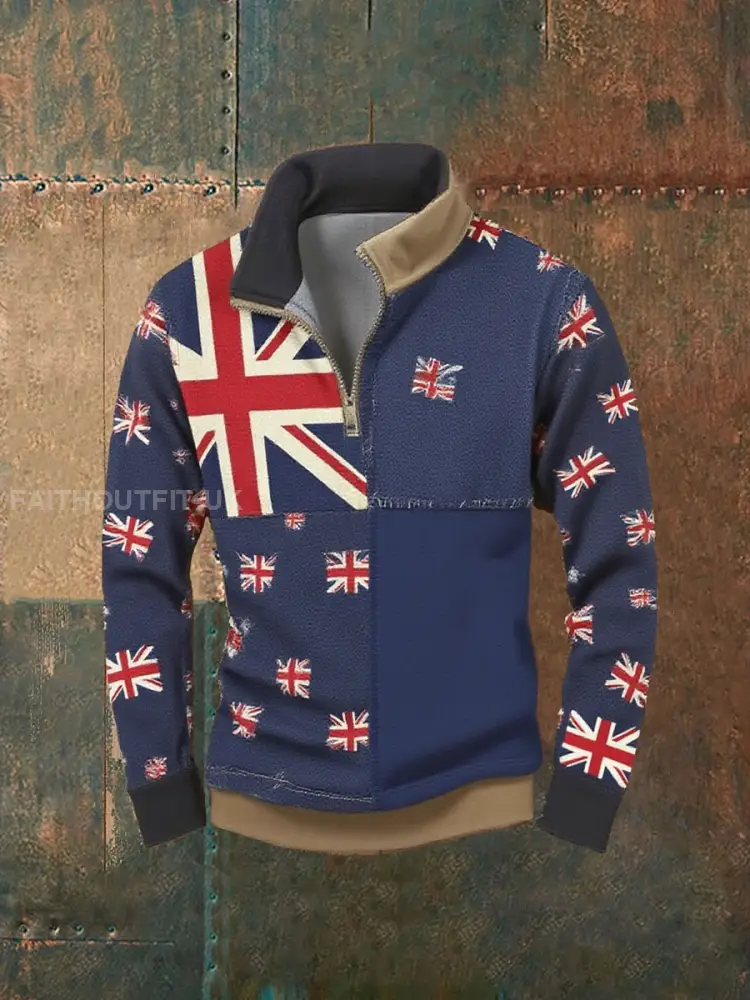 Men’sbritish flag patchwork Printed sweatshirt