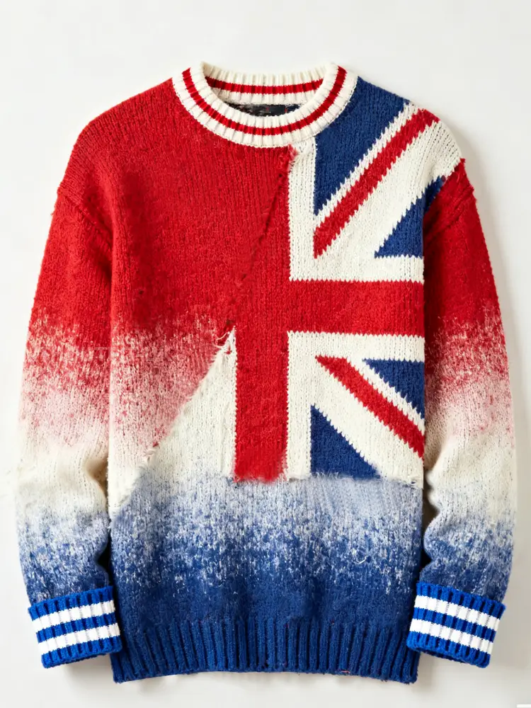 Men’s British Flag Printed Casual imitation sweater