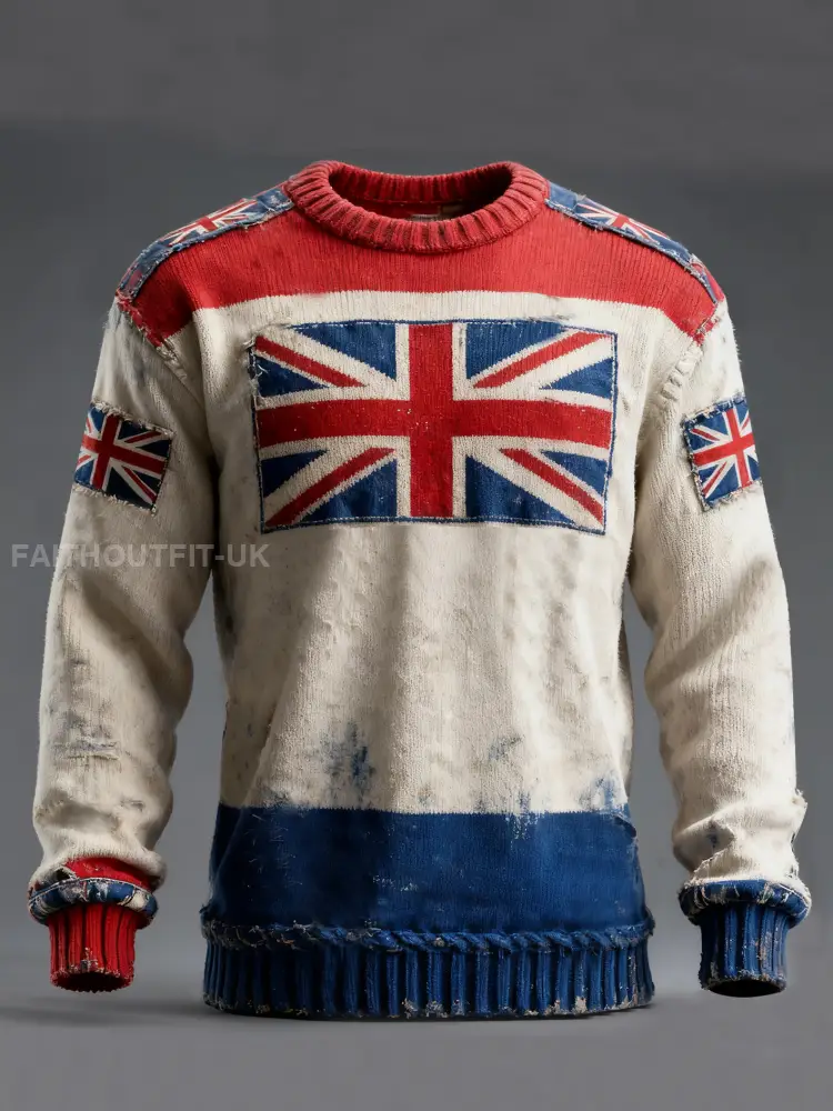 Men’s British Flag Printed Casual imitation sweater