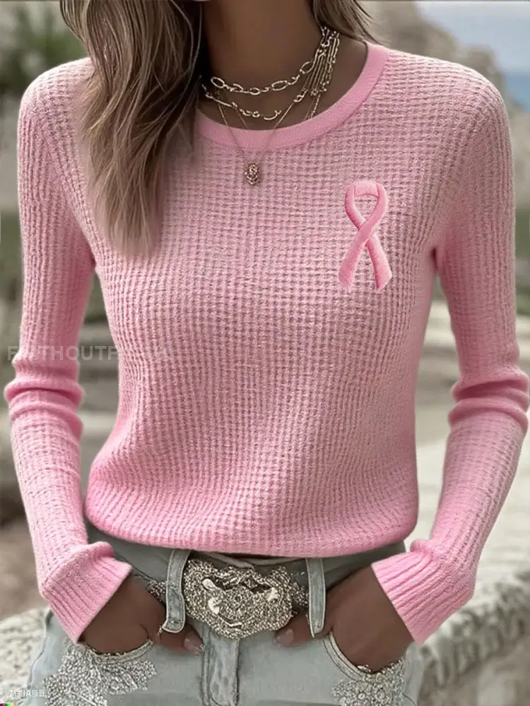 Women’s Breast Cancer Awareness Pink Ribbon Long Sleeve T-Shirts