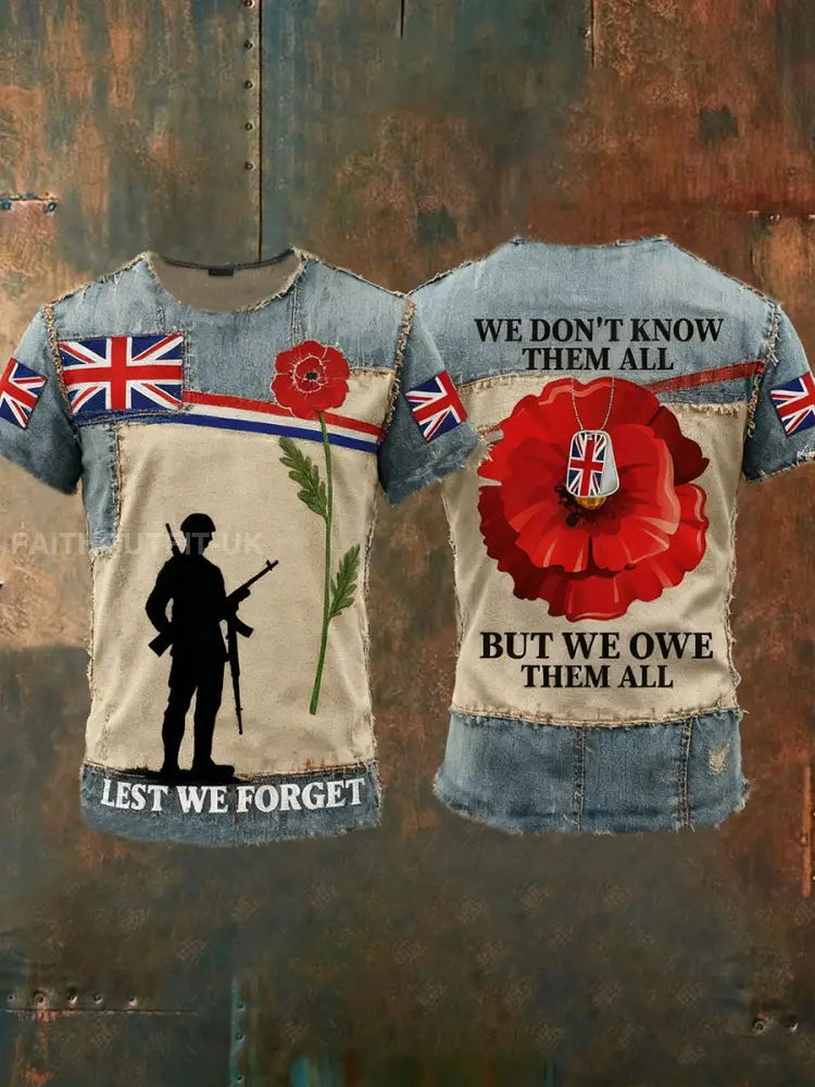 Men’s Remembrance Day Lest We Forget Short Sleeves T-shirt