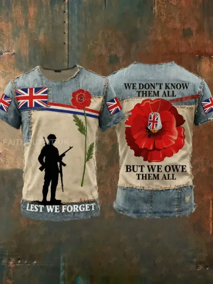 Men’s Remembrance Day Lest We Forget Short Sleeves T-shirt