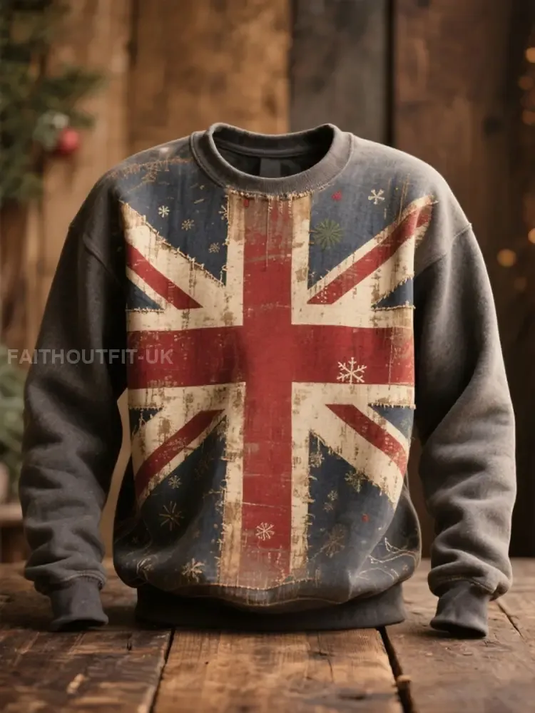 Unisex UK Flag Christmas Santa Printed Sweatshirt