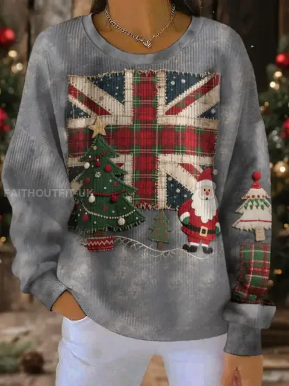 Women’s UK Flag Christmas Santa Printed Sweatshirt