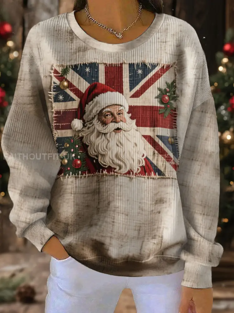 Women’s UK Flag Christmas Santa Printed Sweatshirt