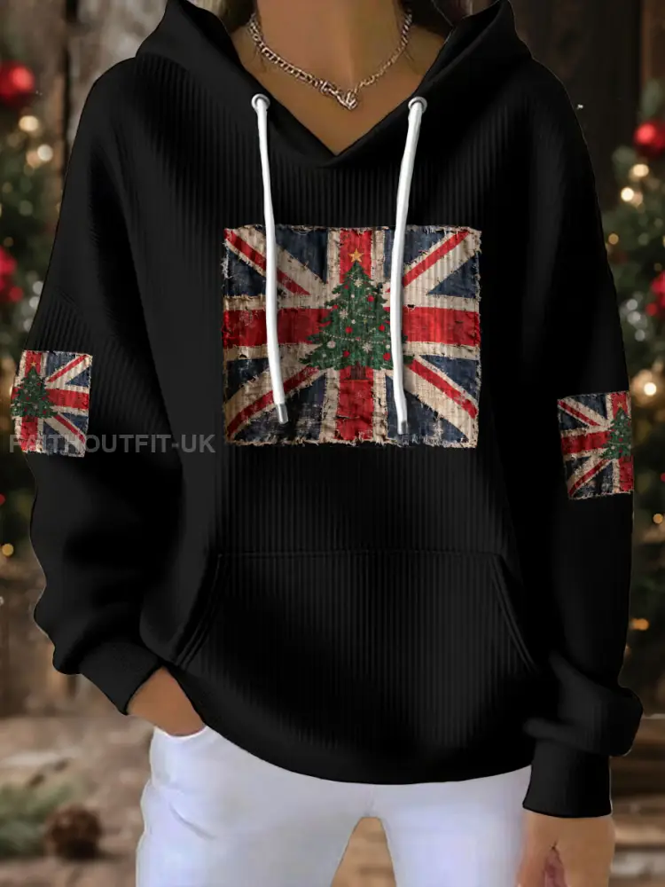 Women’s UK Flag Christmas Santa Printed Sweatshirt