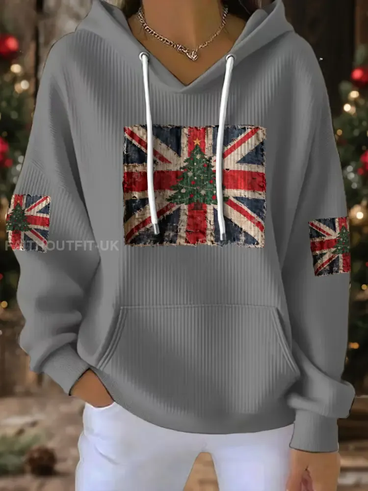 Women’s UK Flag Christmas Santa Printed Sweatshirt