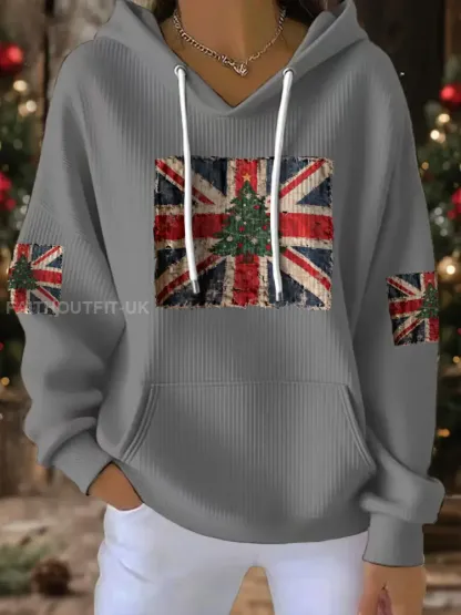 Women’s UK Flag Christmas Santa Printed Sweatshirt
