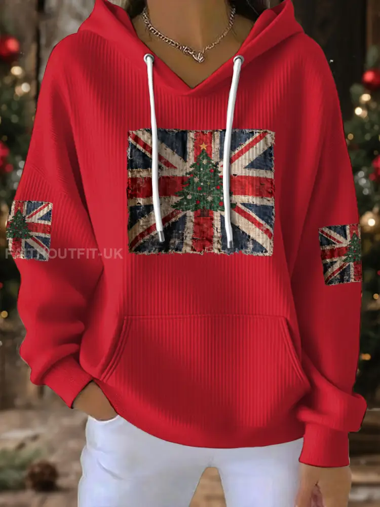 Women’s UK Flag Christmas Santa Printed Sweatshirt