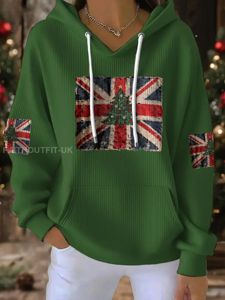Women’s UK Flag Christmas Santa Printed Sweatshirt
