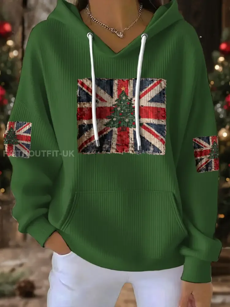 Women’s UK Flag Christmas Santa Printed Sweatshirt