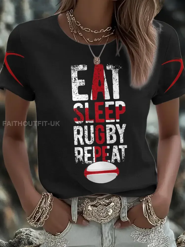 Women’s England Rugby Lover Roses Printed T-Shirt