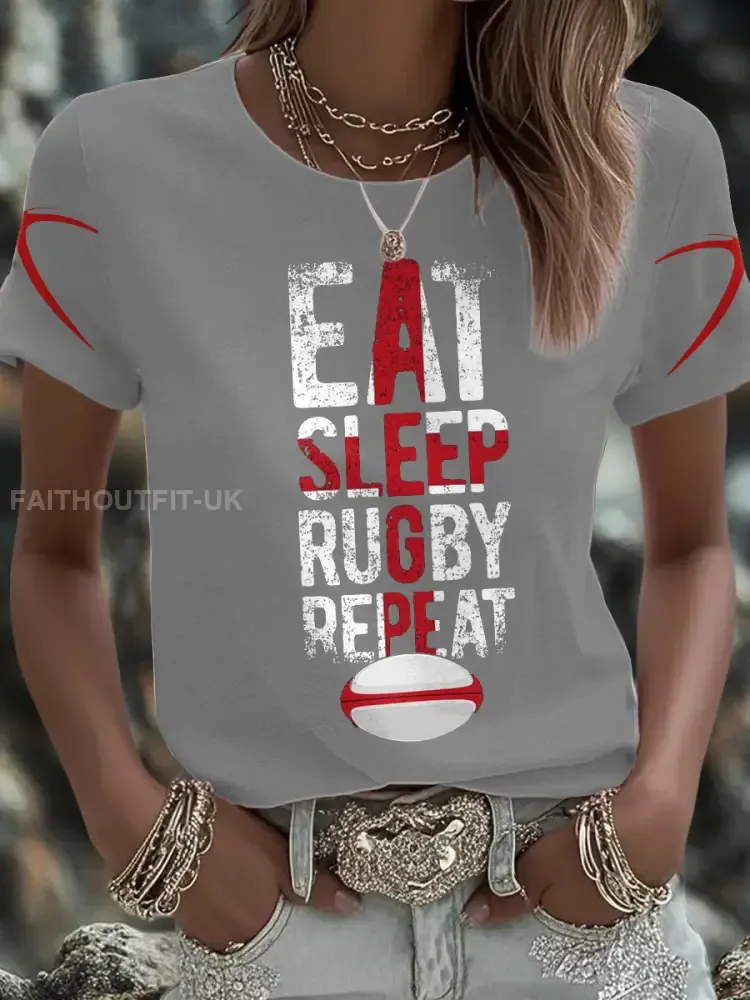 Women’s England Rugby Lover Roses Printed T-Shirt