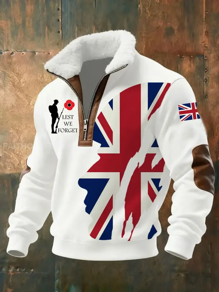 Men’s Remembrance Day Lest We Forget aggy Zip-up Hoodie