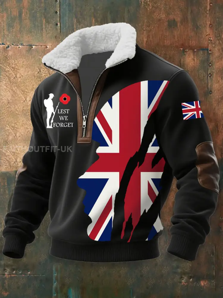 Men’s Remembrance Day Lest We Forget aggy Zip-up Hoodie