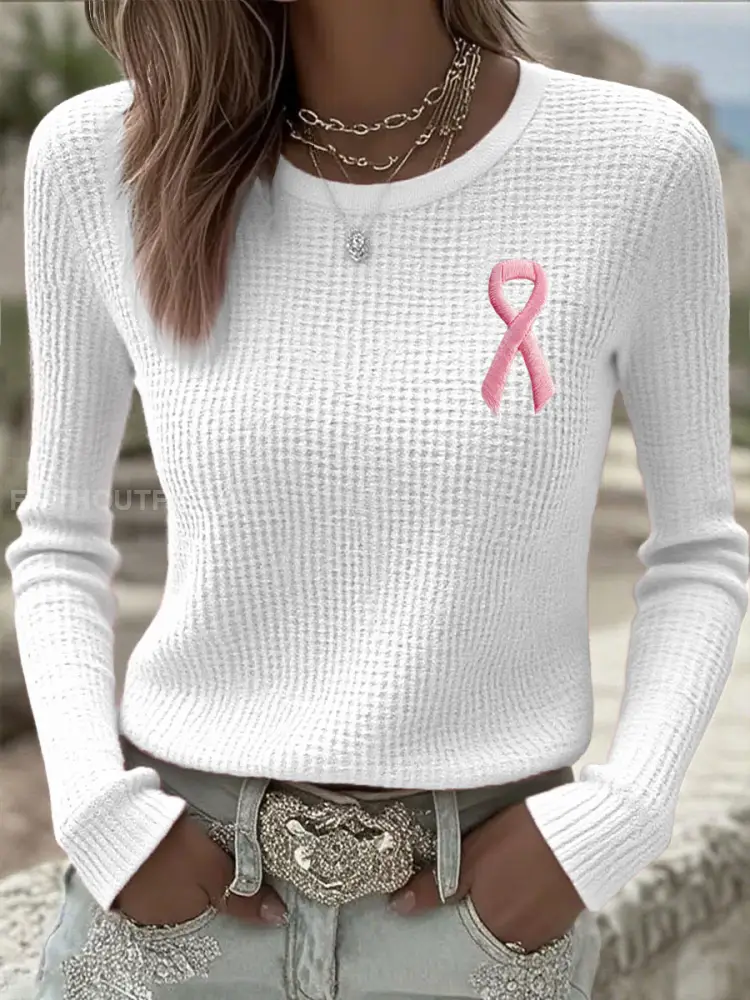 Women’s Breast Cancer Awareness Pink Ribbon Long Sleeve T-Shirts