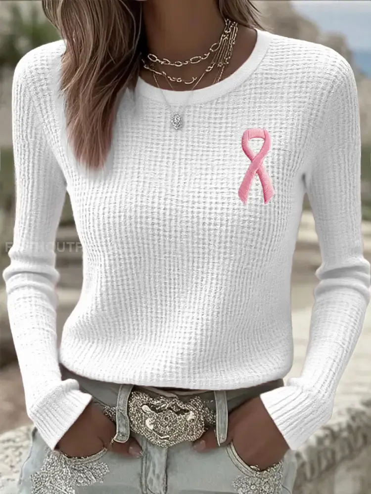 Women’s Breast Cancer Awareness Pink Ribbon Long Sleeve T-Shirts