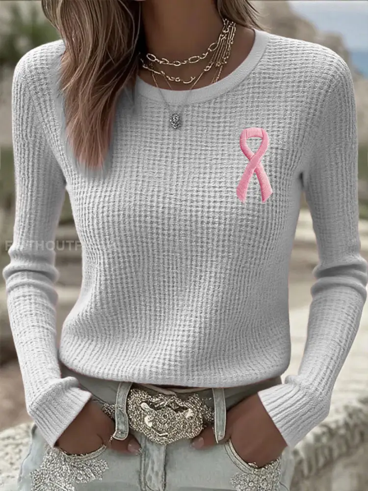Women’s Breast Cancer Awareness Pink Ribbon Long Sleeve T-Shirts