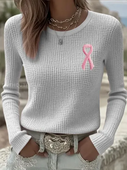 Women’s Breast Cancer Awareness Pink Ribbon Long Sleeve T-Shirts