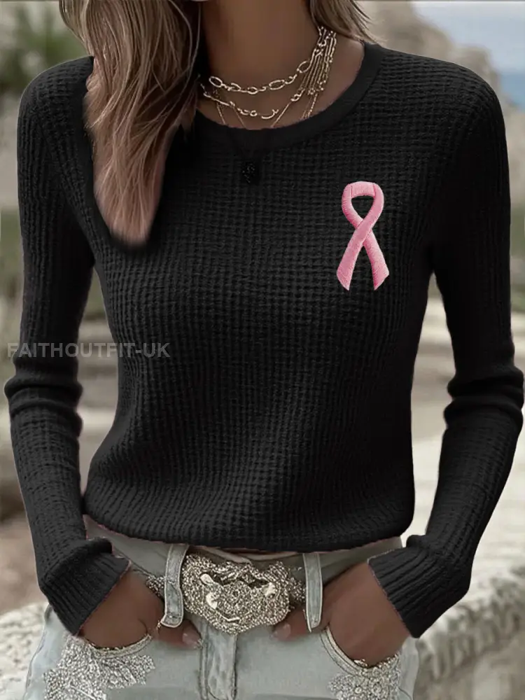 Women’s Breast Cancer Awareness Pink Ribbon Long Sleeve T-Shirts