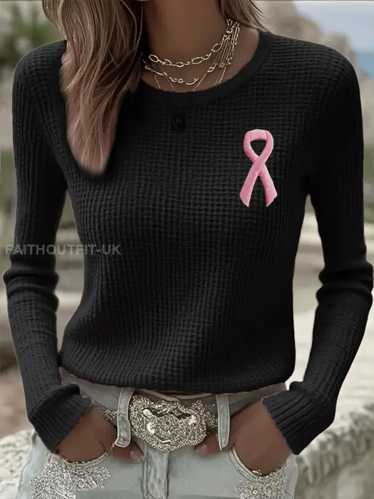 Women’s Breast Cancer Awareness Pink Ribbon Long Sleeve T-Shirts