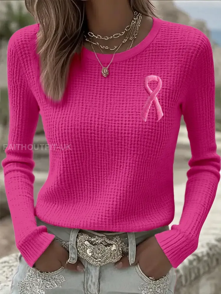 Women’s Breast Cancer Awareness Pink Ribbon Long Sleeve T-Shirts