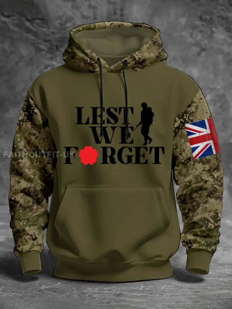 Men’s 11th November Remembrance Day LEST WE’S FORGET Poppy Remembrance Hoodie