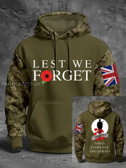 Men’s 11th November Remembrance Day LEST WE’S FORGET Poppy Remembrance Hoodie