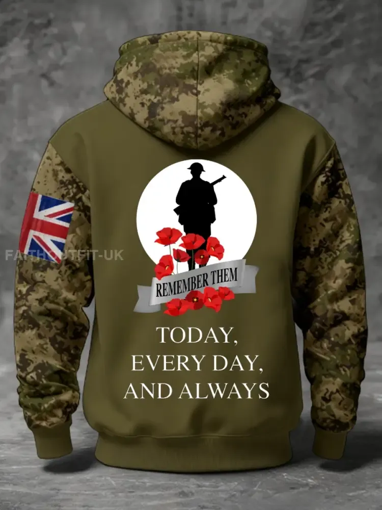 Men’s 11th November Remembrance Day LEST WE’S FORGET Poppy Remembrance Hoodie