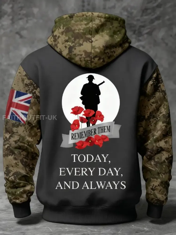 Men’s 11th November Remembrance Day LEST WE’S FORGET Poppy Remembrance Hoodie