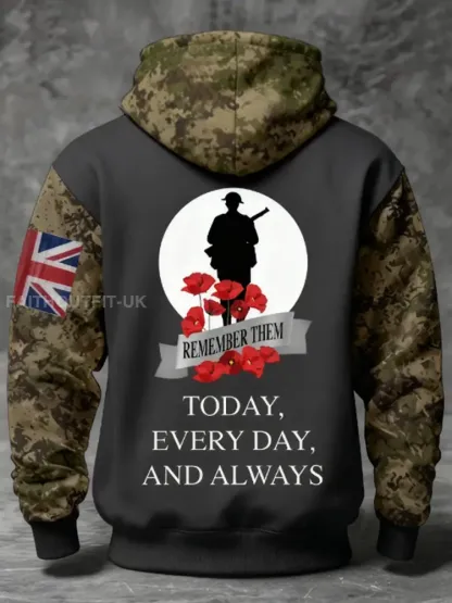 Men’s 11th November Remembrance Day LEST WE’S FORGET Poppy Remembrance Hoodie