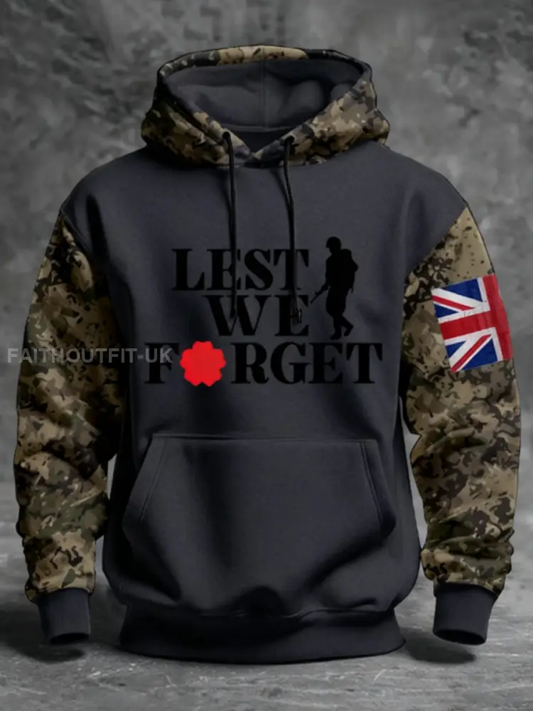 Men’s 11th November Remembrance Day LEST WE’S FORGET Poppy Remembrance Hoodie