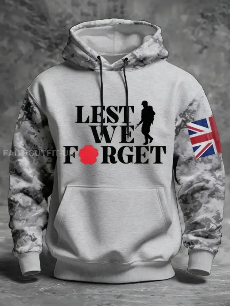 Men’s 11th November Remembrance Day LEST WE’S FORGET Poppy Remembrance Hoodie