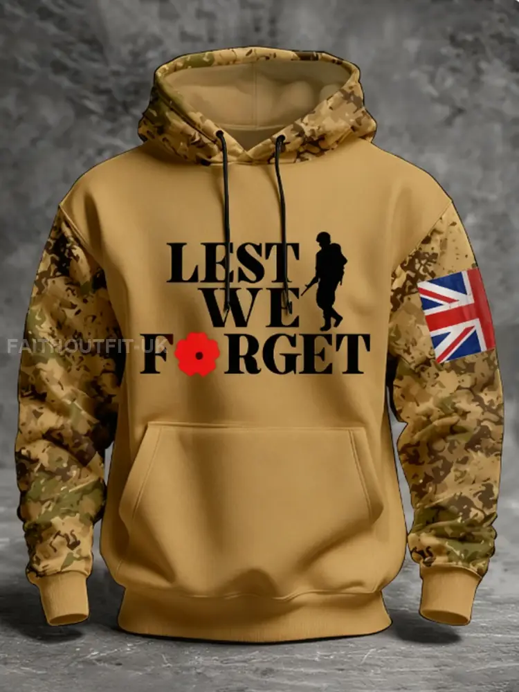 Men’s 11th November Remembrance Day LEST WE’S FORGET Poppy Remembrance Hoodie