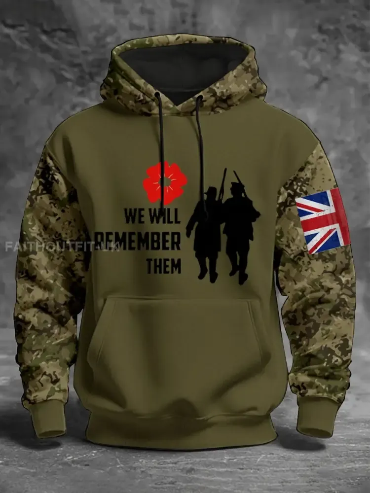 Men’s 11th November Remembrance Day LEST WE’S FORGET Poppy Remembrance Hoodie