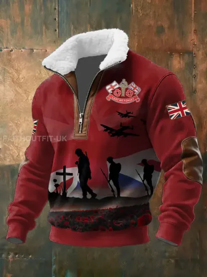 Men’s Remembrance Day Lest We Forget Baggy Zip-up Hoodie